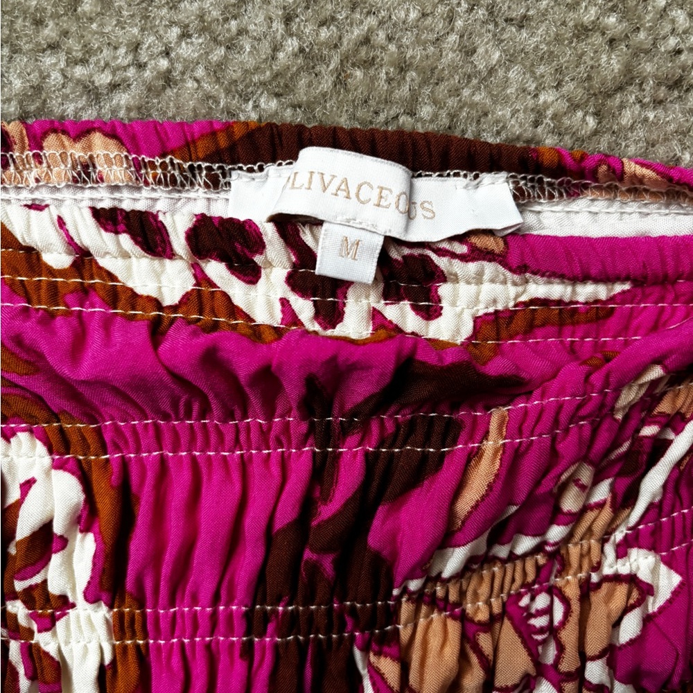 Mini Long Sleeve Hot Pink, White, and Brown groovy pattern dress - Picture 3 of 3